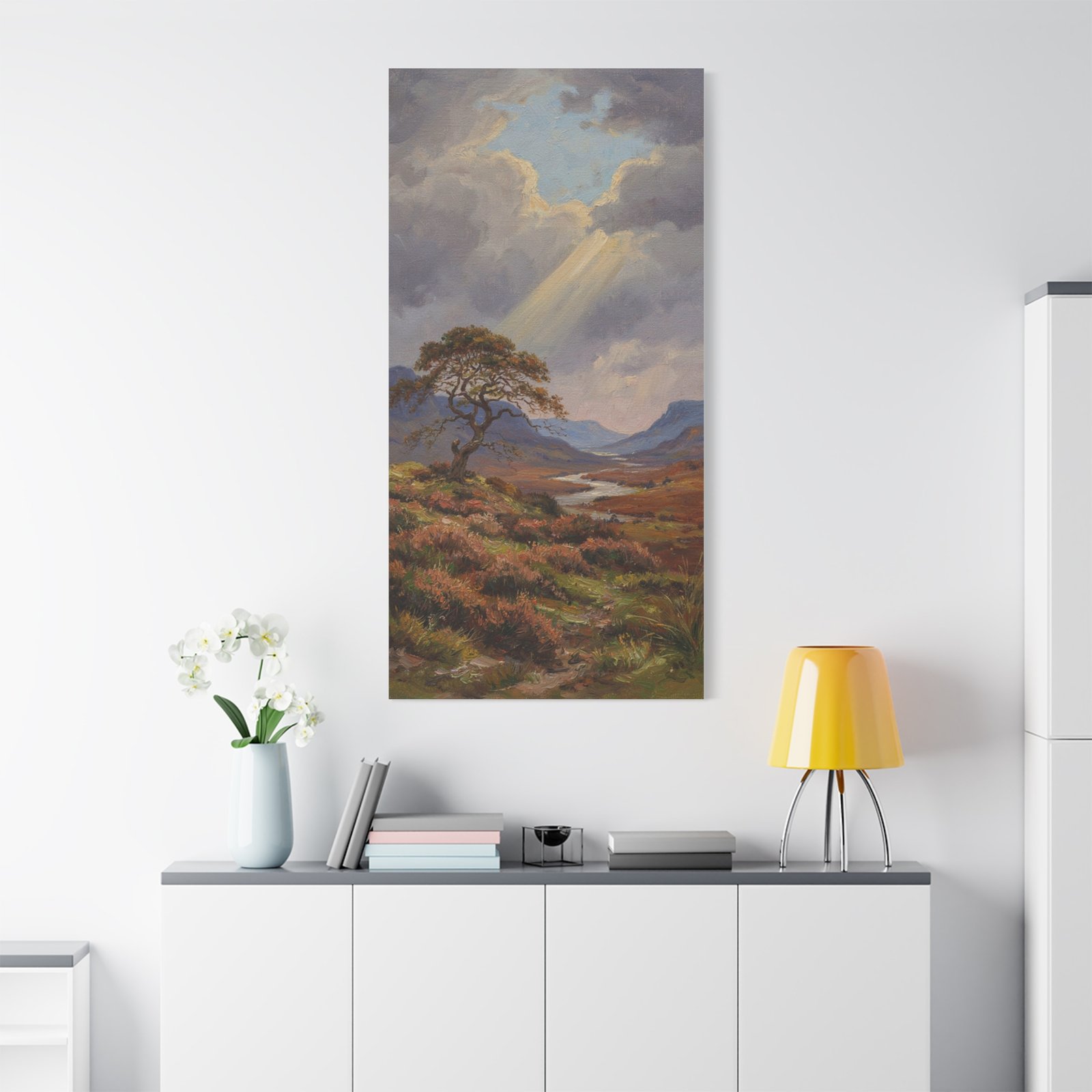 Landscape Canvas Print — Sunlit Highland Scene Matte Stretched Canvas - Image 2