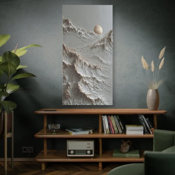 Moonlit Mountain Canvas Art - Textured Neutral Wall Decor - Image 5