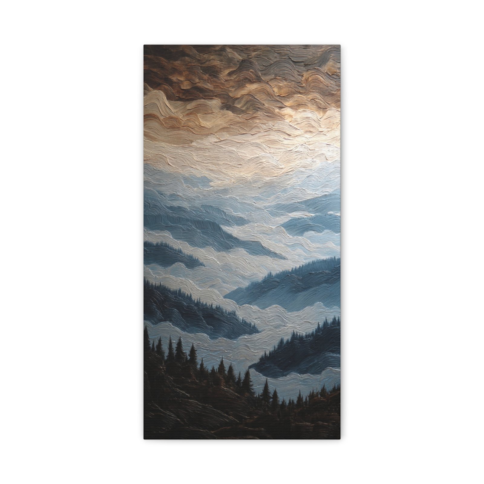 Misty Mountain Landscape Canvas Wall Art – Stretched Matte 1.25" - Image 1