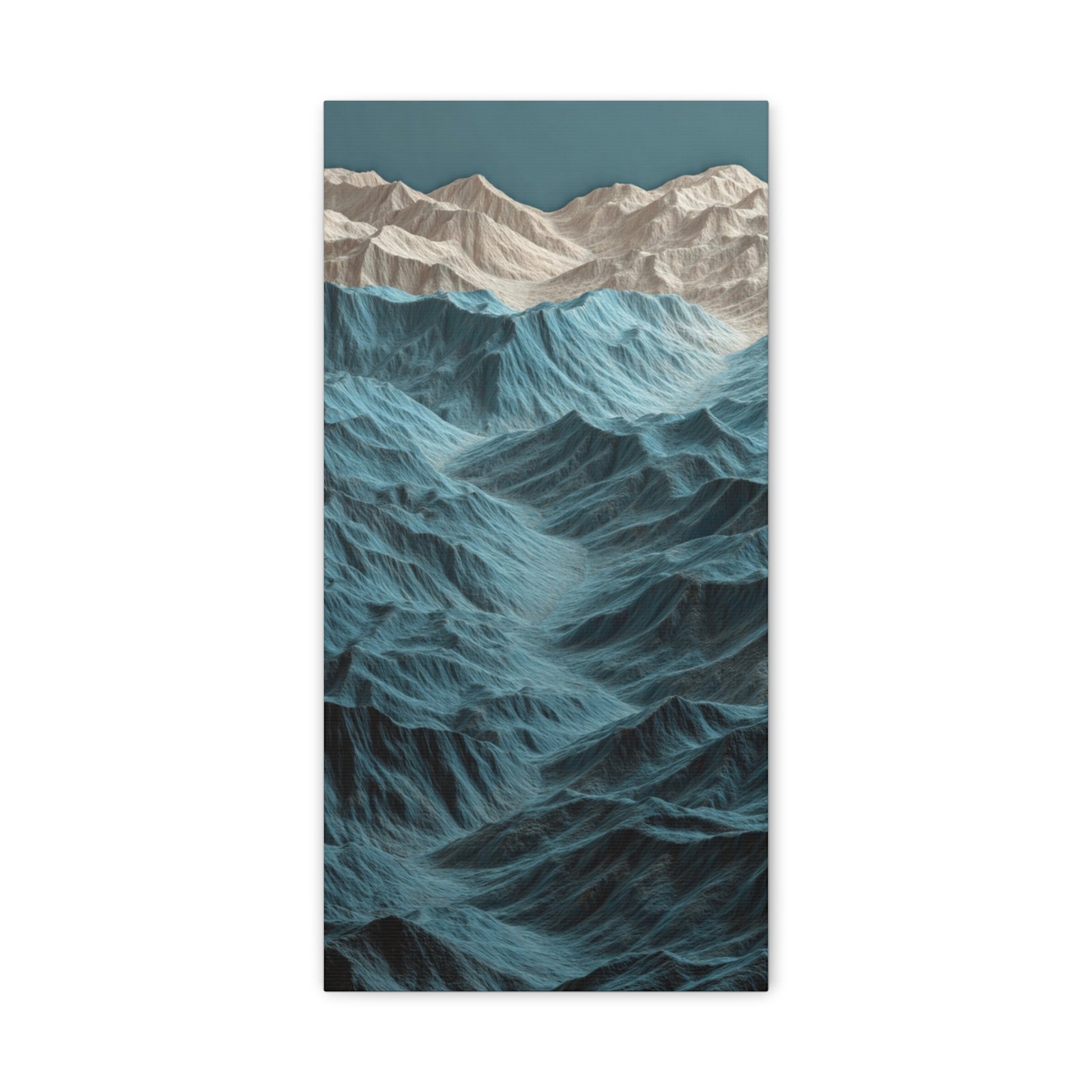 Abstract Ocean Waves Matte Canvas Art – Blue Textured Seascape Wall Decor - Image 1