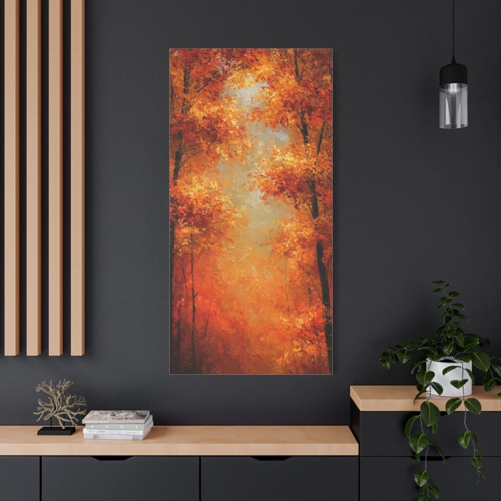Autumn Forest Canvas Print — Orange Fall Trees Stretched Matte Wall Art