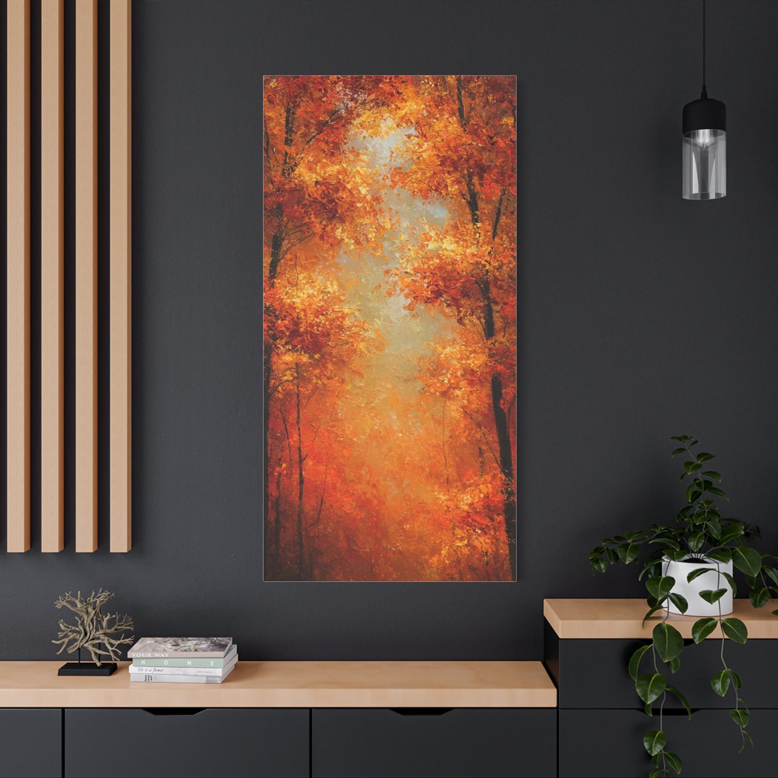 Autumn Forest Canvas Print — Orange Fall Trees Stretched Matte Wall Art - Image 4