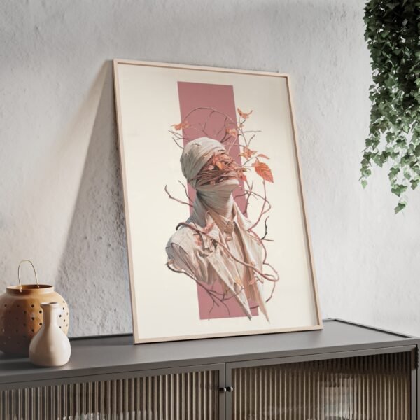 Surreal Botanical Portrait Poster with Wooden Frame - Image 2