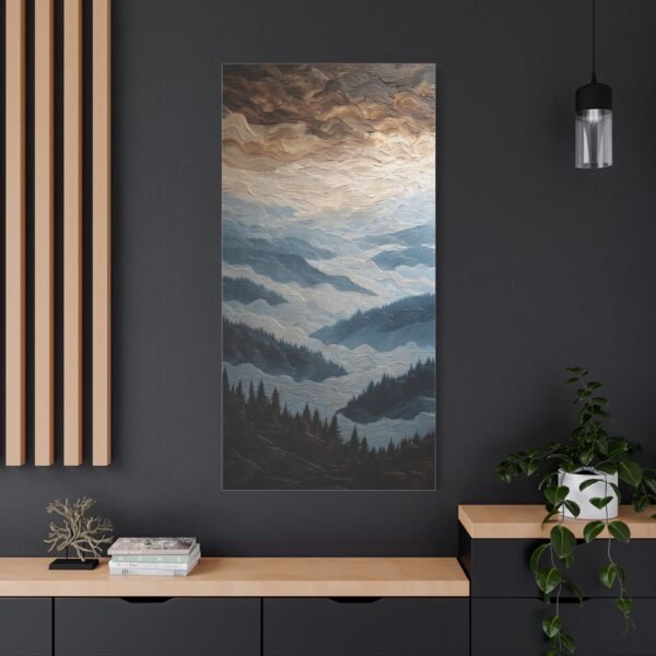 Misty Mountain Landscape Canvas Wall Art – Stretched Matte 1.25" - Image 4