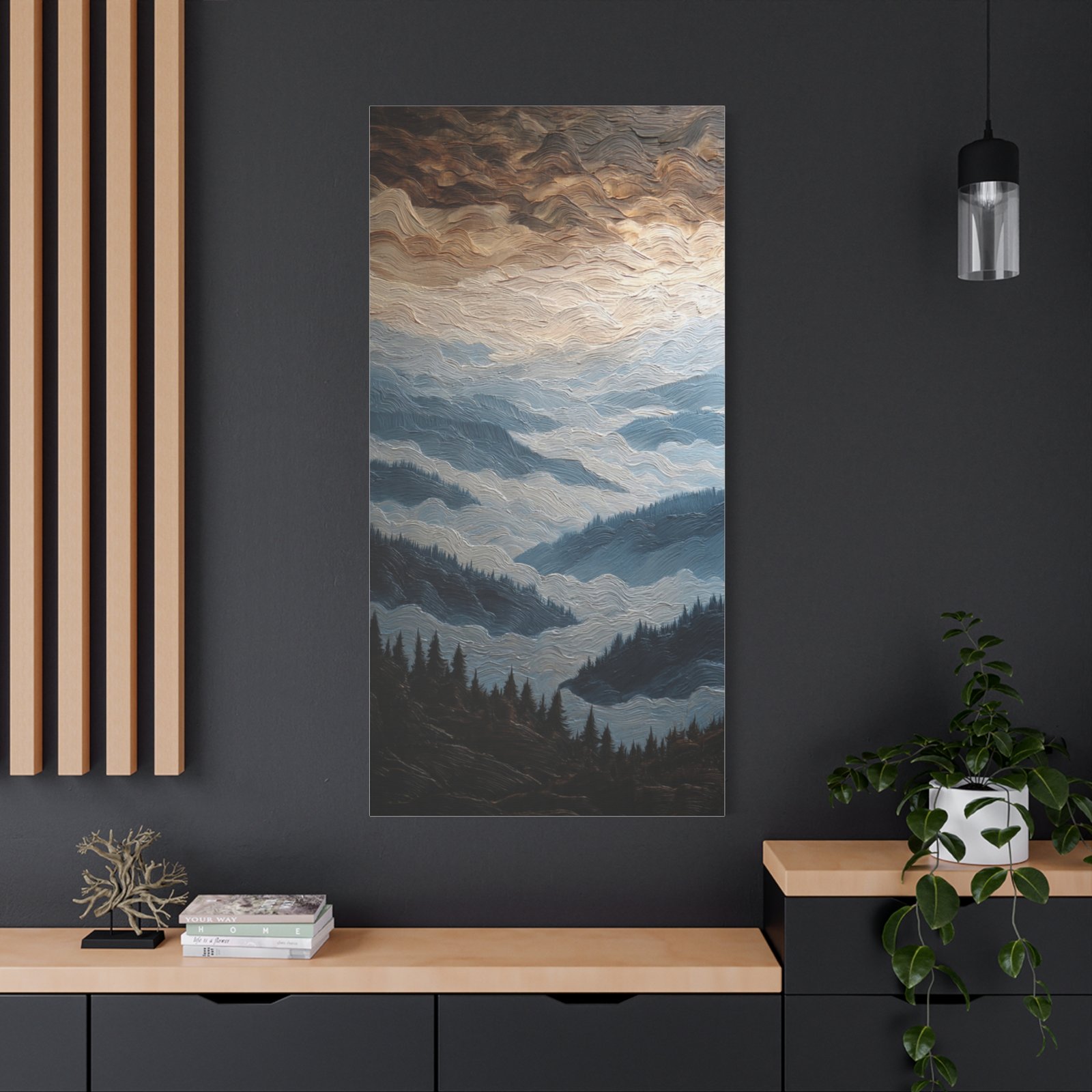 Misty Mountain Landscape Canvas Wall Art – Stretched Matte 1.25" - Image 4