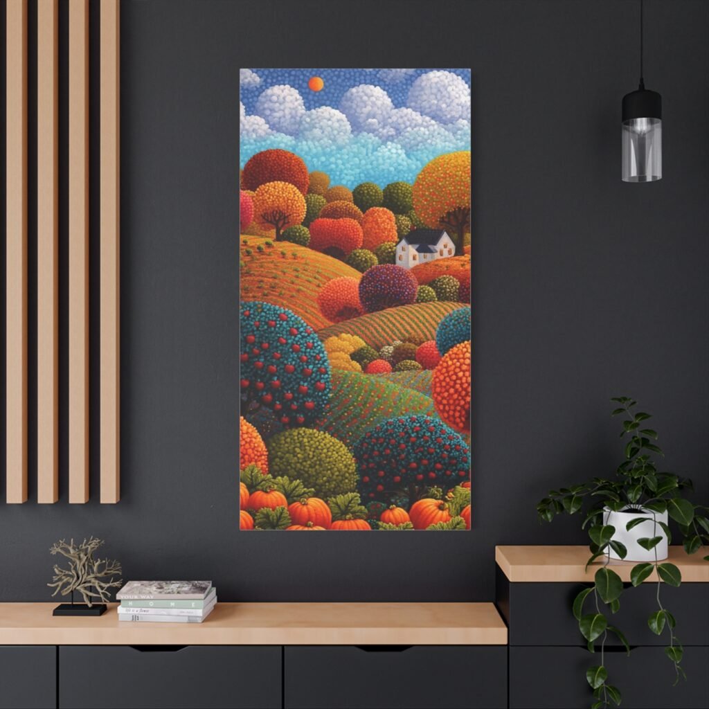 Autumn Hills Matte Canvas Art — Colorful Countryside Landscape, Stretched 1.25"