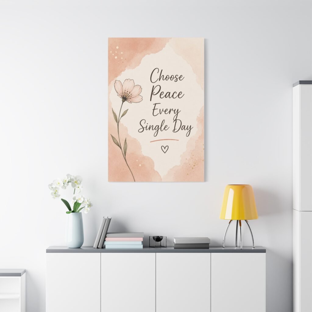 Choose Peace Every Single Day Floral Canvas Wall Art