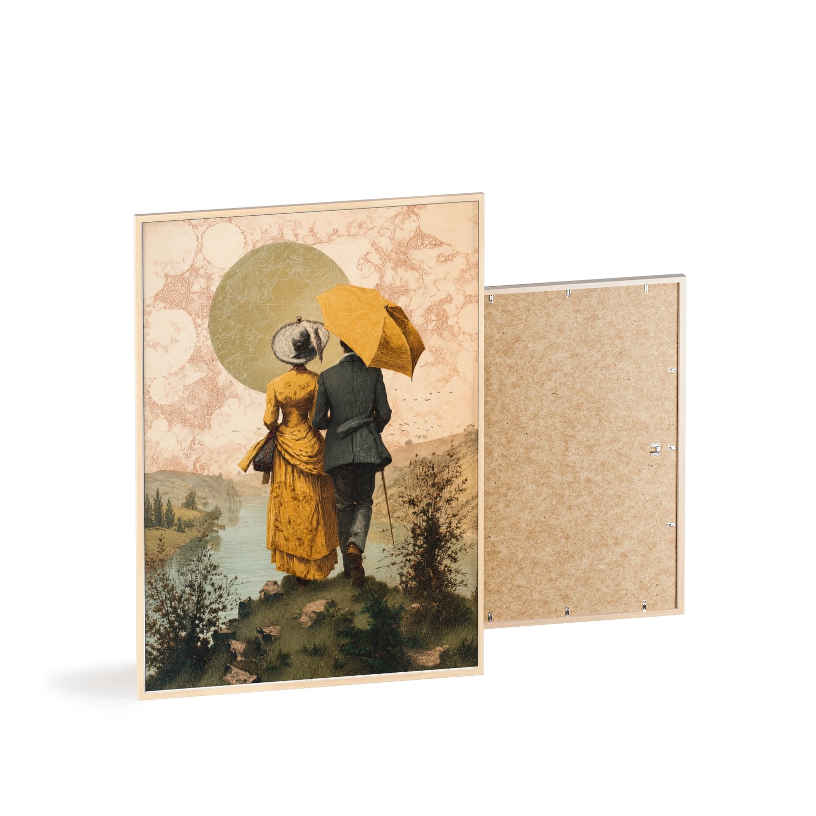 Romantic Vintage Couple Wall Art Poster with Wooden Frame - Image 4