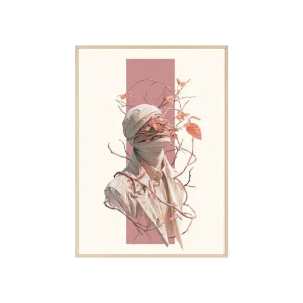 Surreal Botanical Portrait Poster with Wooden Frame - Image 3
