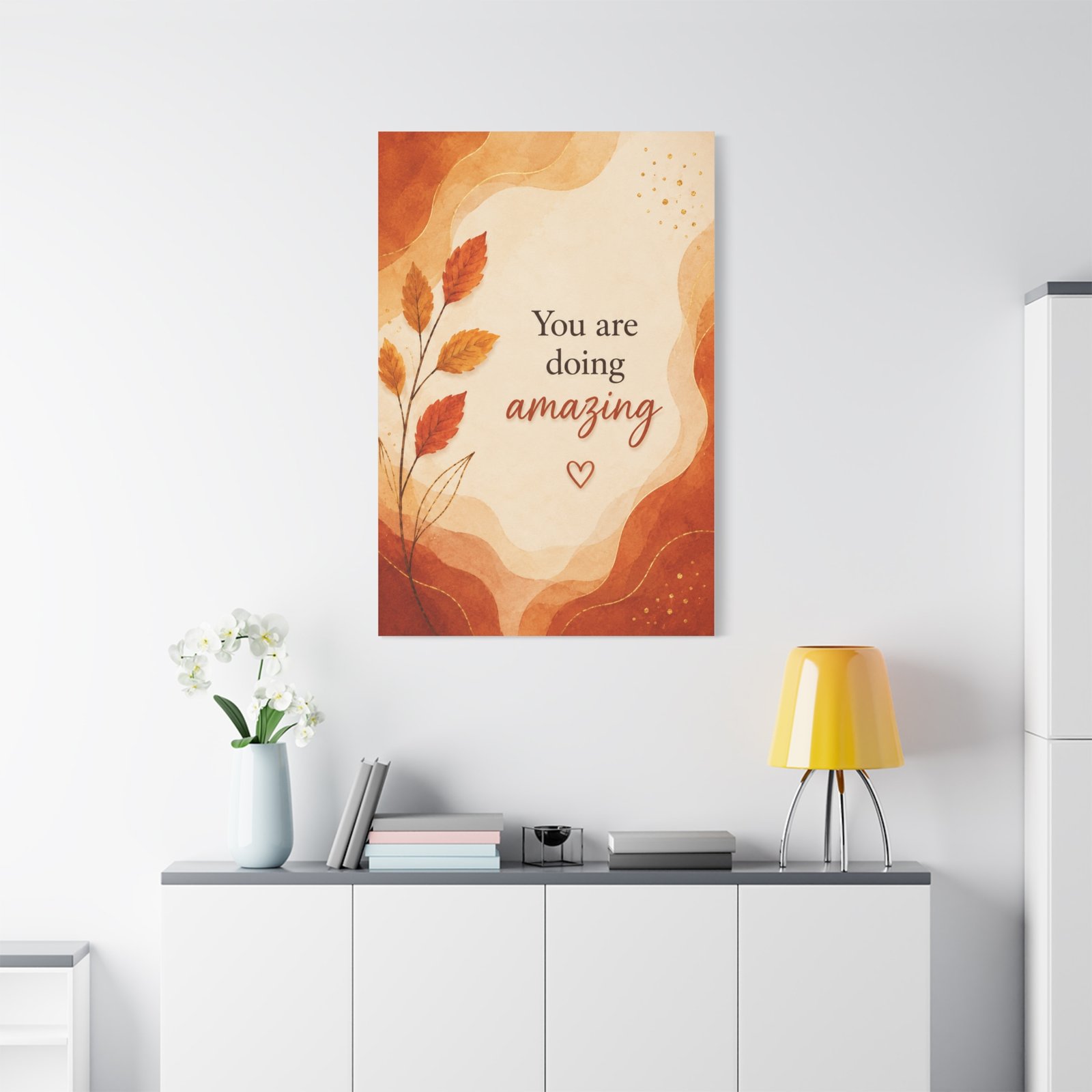 Inspirational Canvas Wall Art - "You Are Doing Amazing" Autumn Leaves - Image 1