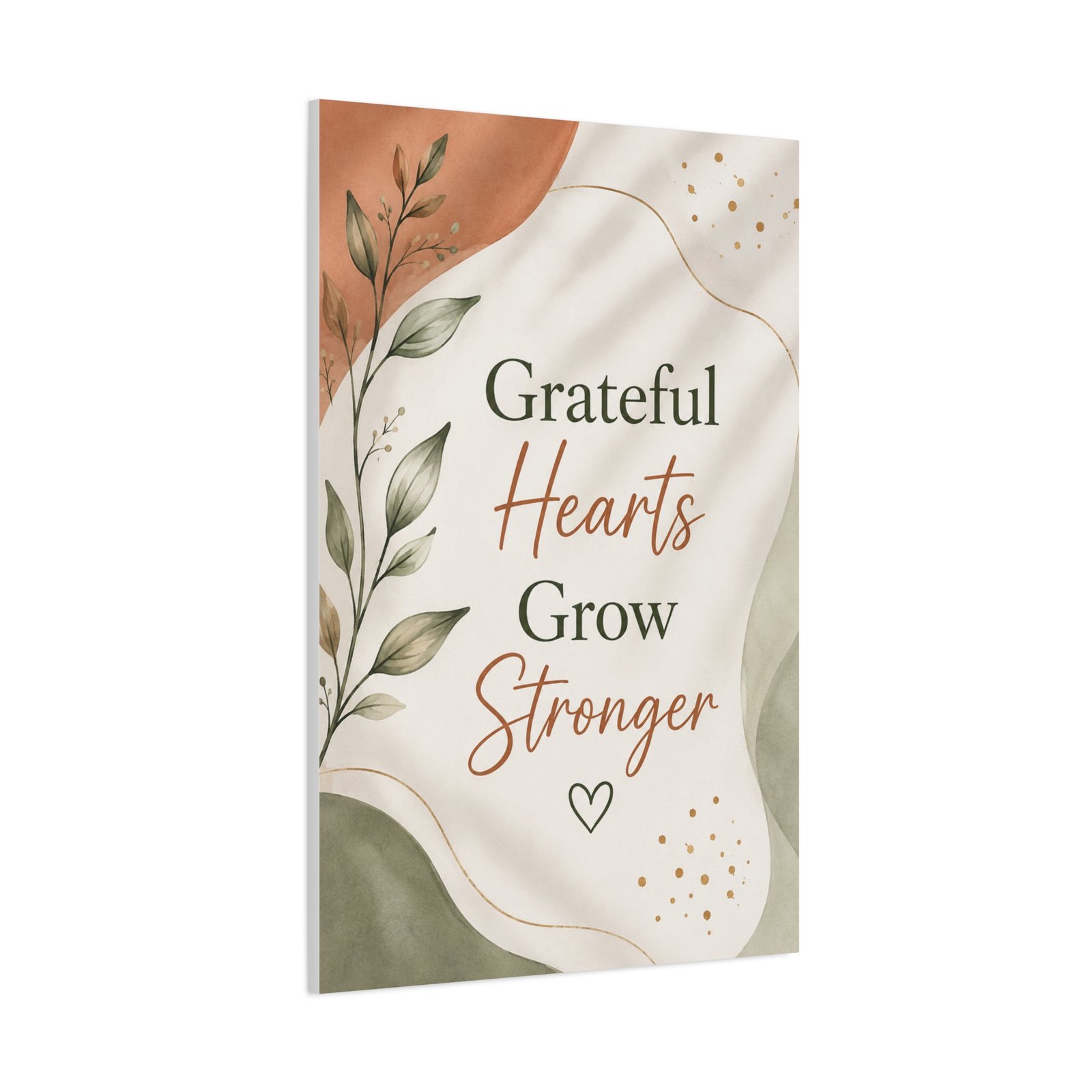 Grateful Hearts Grow Stronger – Inspirational Wall Canvas - Image 3