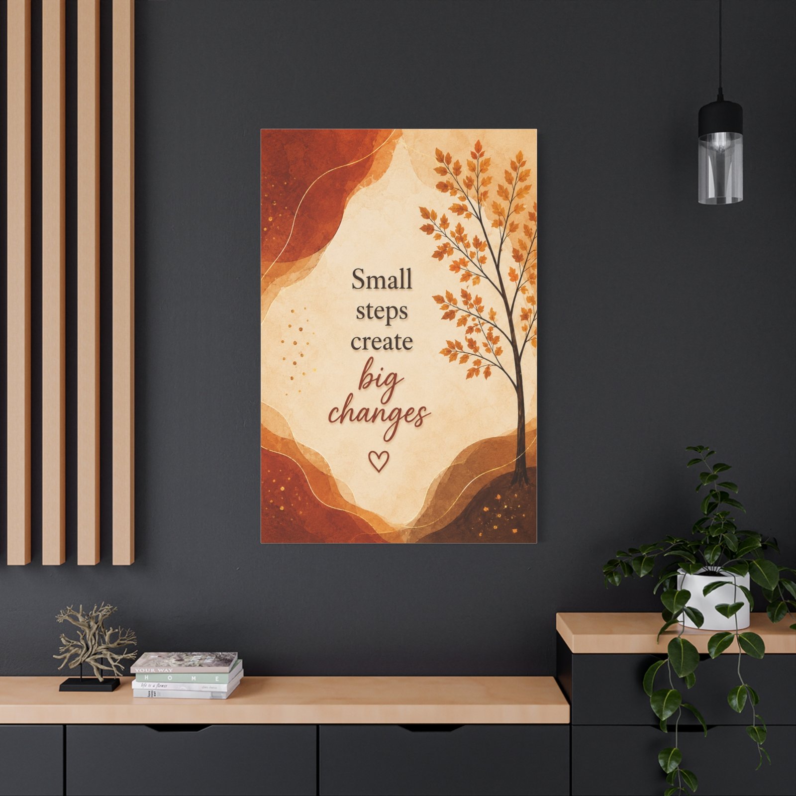 Inspirational Canvas Wall Art - "Small Steps Create Big Changes" Autumn Tree - Image 4