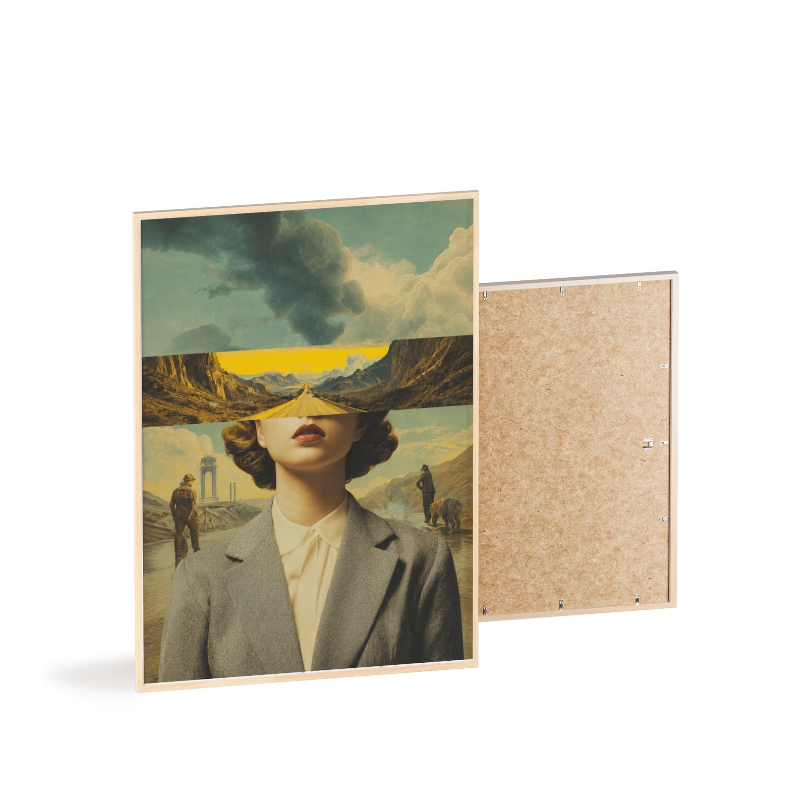 Vintage Surreal Portrait Landscape Poster with Wooden Frame — Vintage Collage Wall Art - Image 4