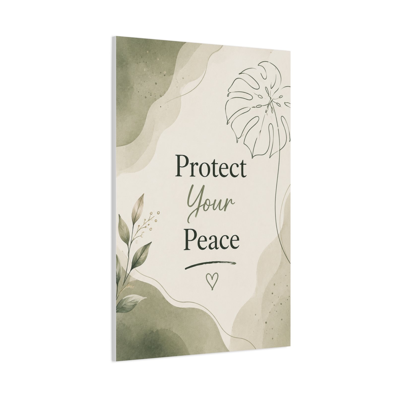 Protect Your Peace Canvas Wall Art – Botanical Inspirational Sign - Image 3