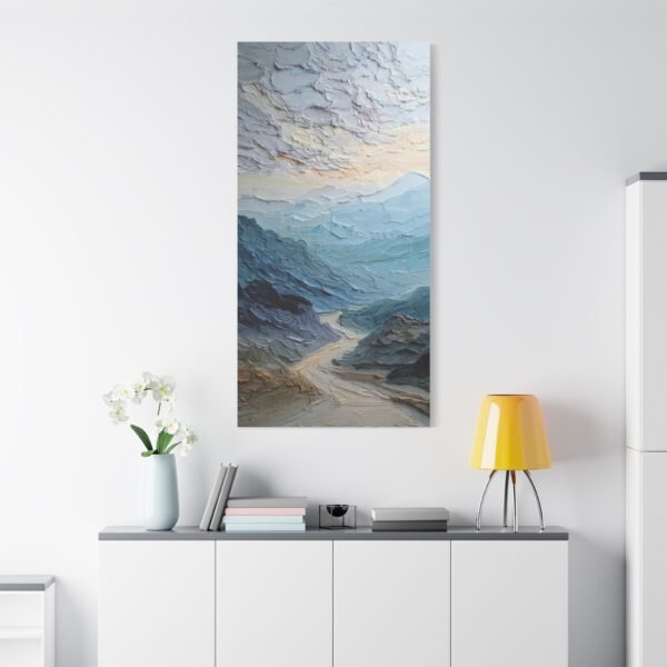 Mountain Mist Matte Canvas Wall Art - Textured Blue Landscape, Stretched 1.25" - Image 2
