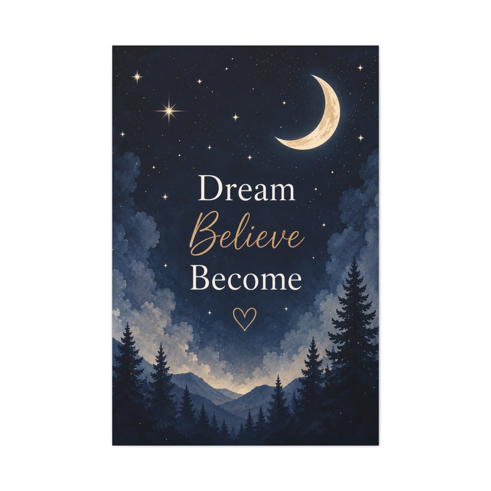 Dream Believe Become Moonlit Canvas Wall Art - Image 2