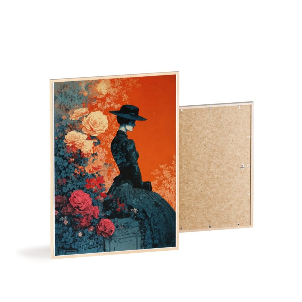 Victorian Lady Floral Art Poster — Framed Botanical Wall Print