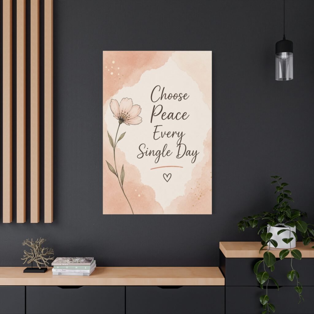 Choose Peace Every Single Day Floral Canvas Wall Art