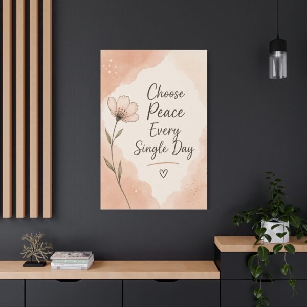 Choose Peace Every Single Day Floral Canvas Wall Art - Image 4