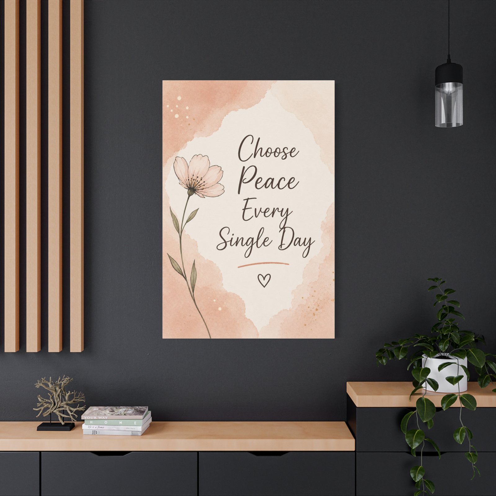 Choose Peace Every Single Day Floral Canvas Wall Art - Image 4