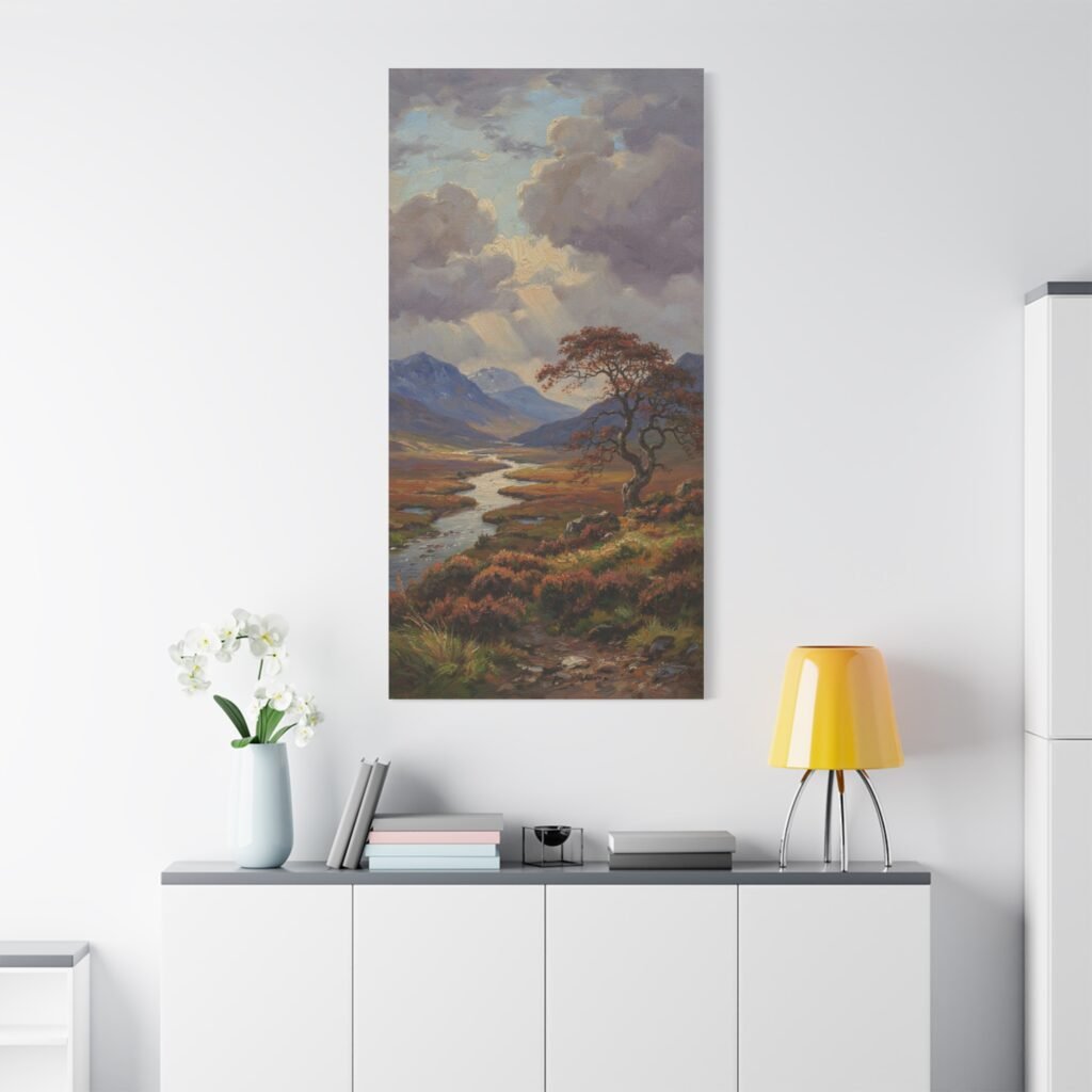 Matte Canvas Wall Art – Serene Highland River Landscape (Stretched 1.25")