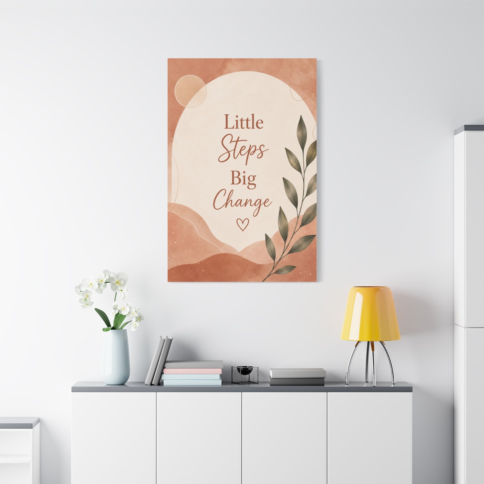 Motivational Canvas Art — "Little Steps Big Change" Stretched Wall Decor - Image 1