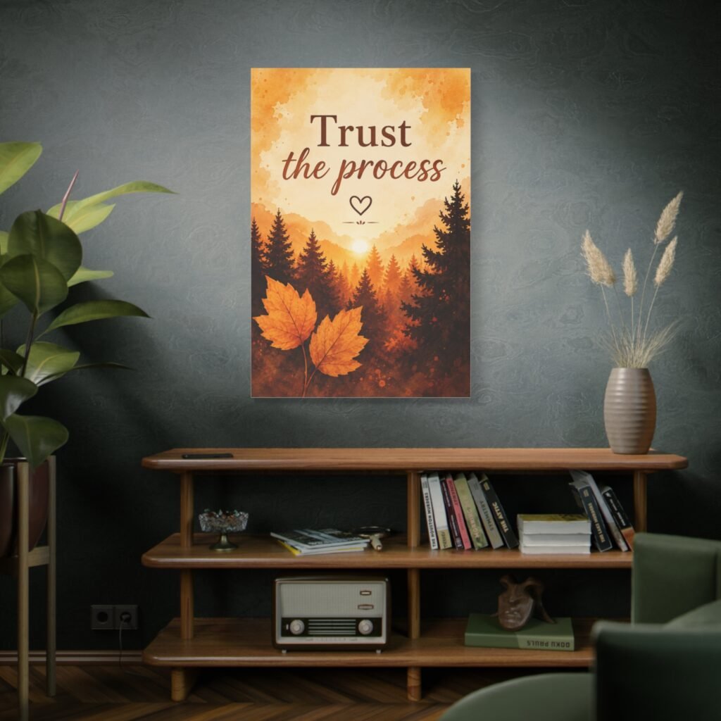 Trust the Process Canvas Wall Art — Autumn Forest Motivational Print