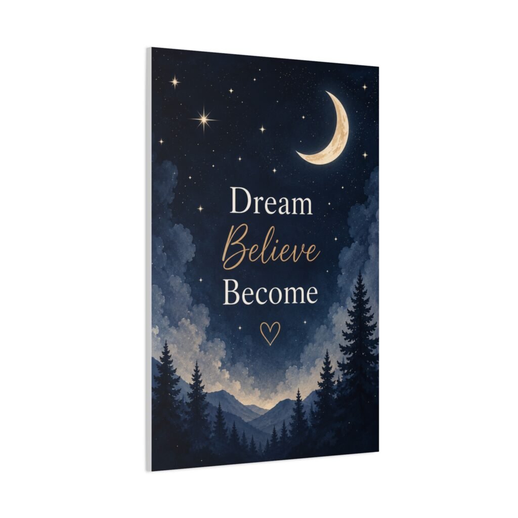 Dream Believe Become Moonlit Canvas Wall Art