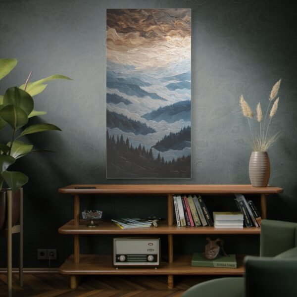 Misty Mountain Landscape Canvas Wall Art – Stretched Matte 1.25" - Image 5