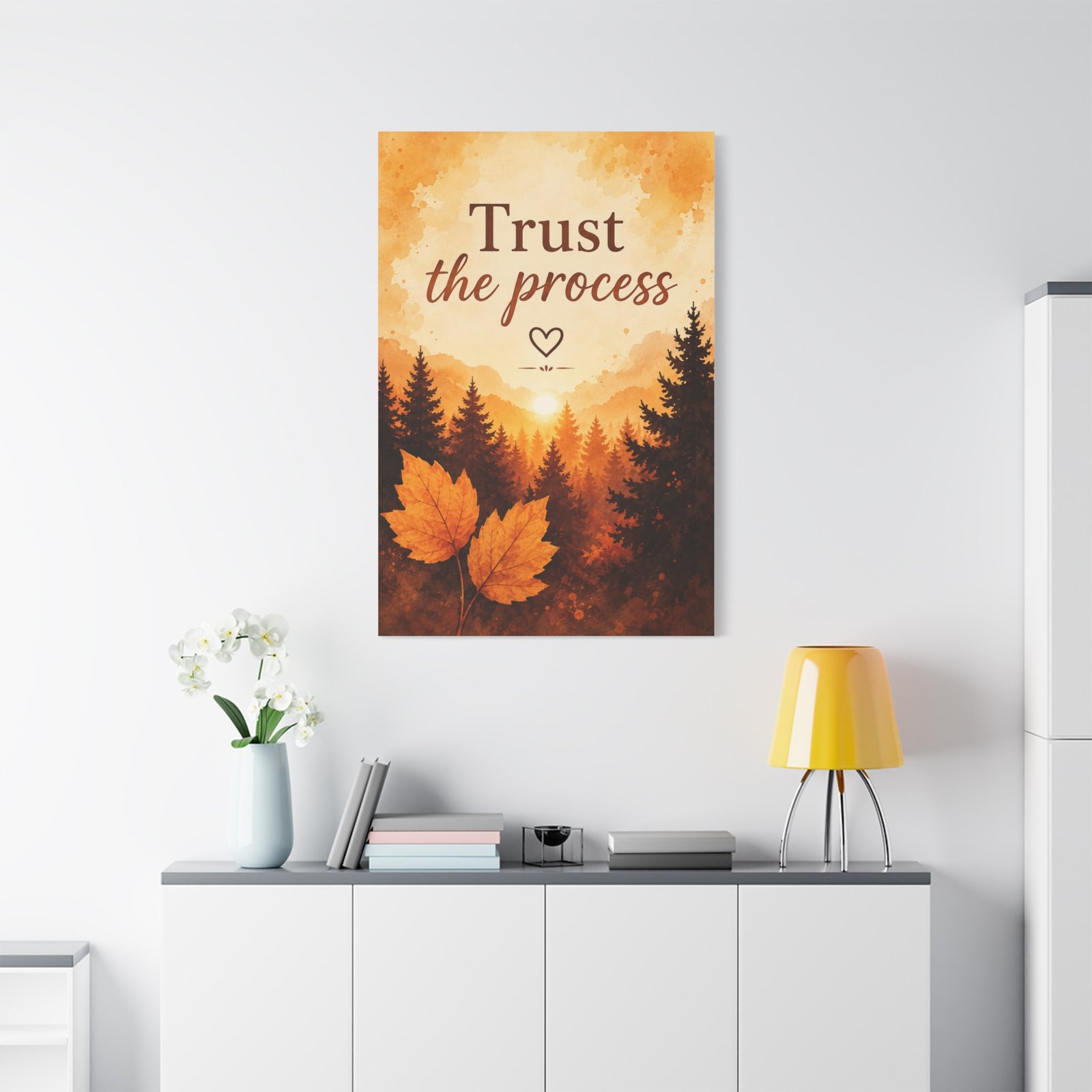 Trust the Process Canvas Wall Art — Autumn Forest Motivational Print - Image 1
