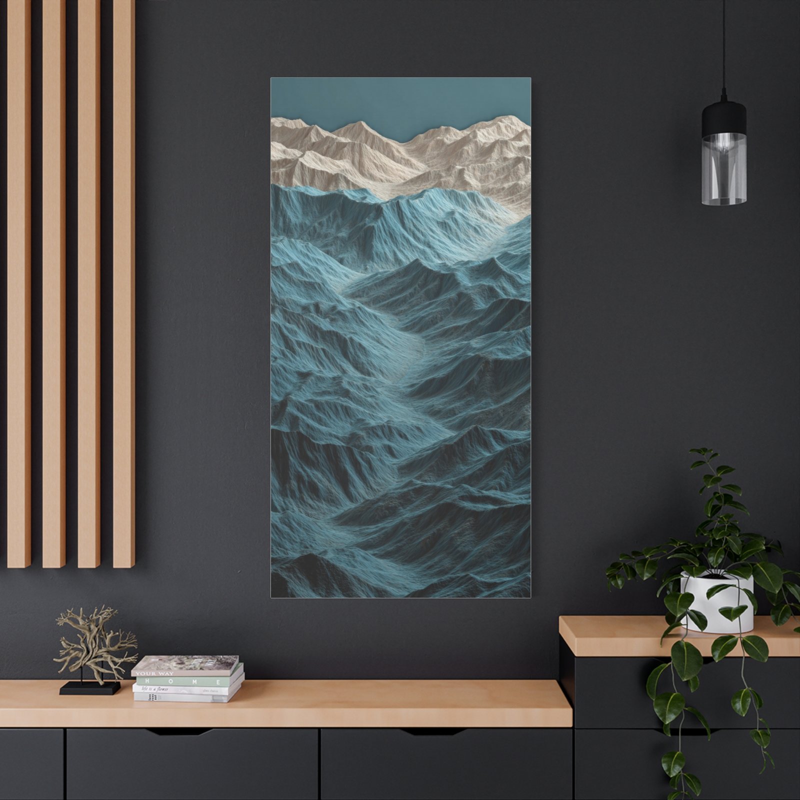 Abstract Ocean Waves Matte Canvas Art – Blue Textured Seascape Wall Decor - Image 4