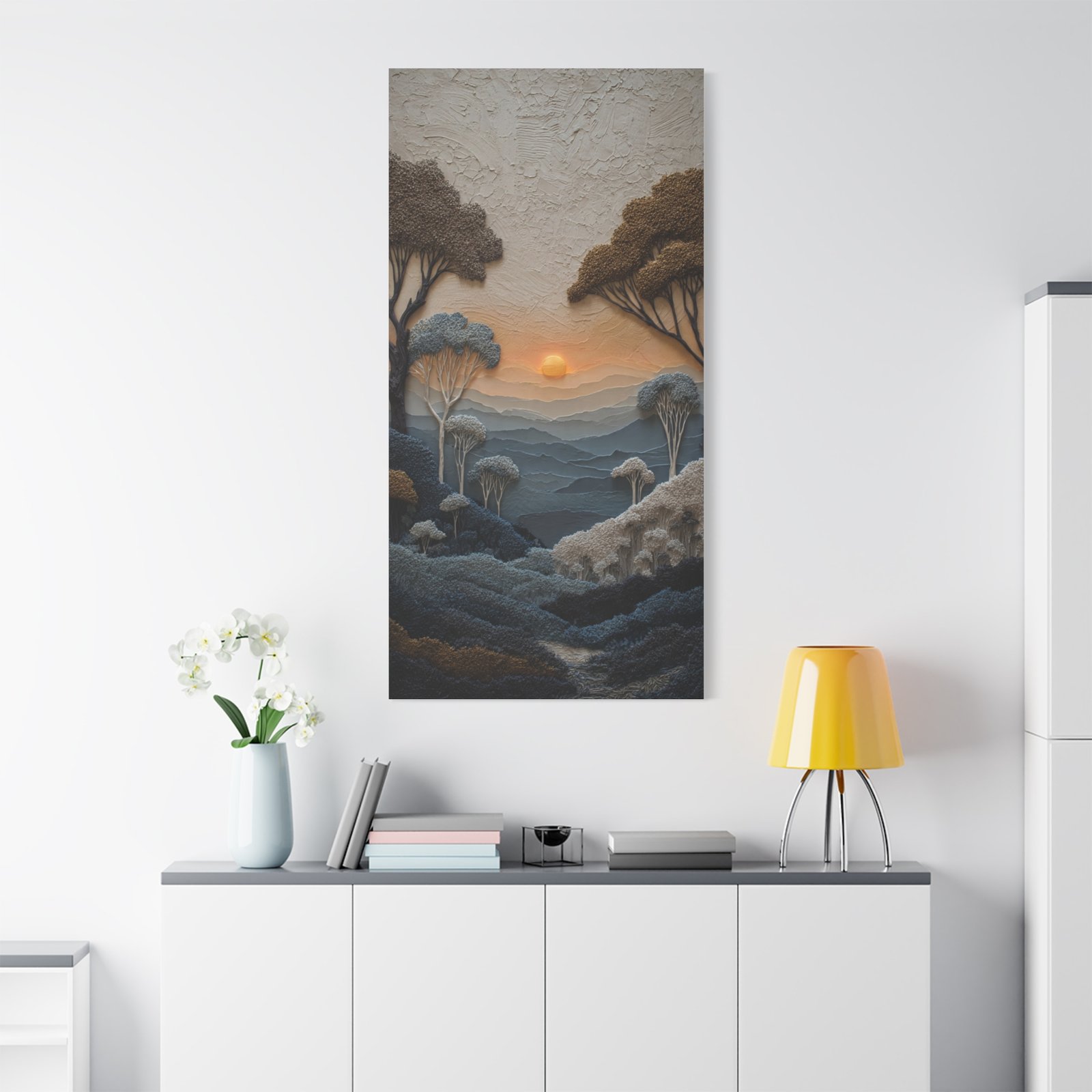 Textured Sunset Landscape Canvas – Stretched Matte Wall Art - Image 2