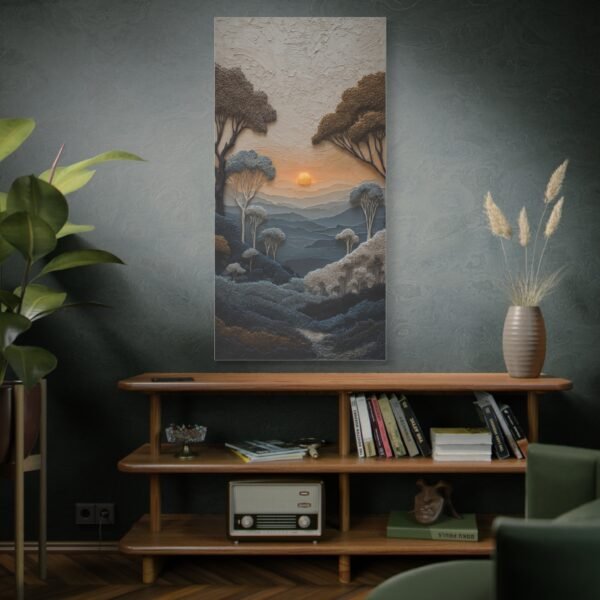 Textured Sunset Landscape Canvas – Stretched Matte Wall Art - Image 5