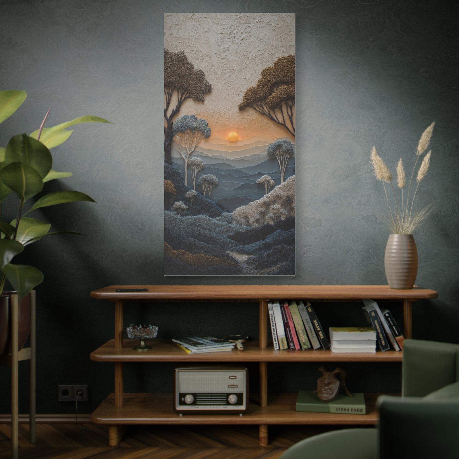 Textured Sunset Landscape Canvas – Stretched Matte Wall Art - Image 5