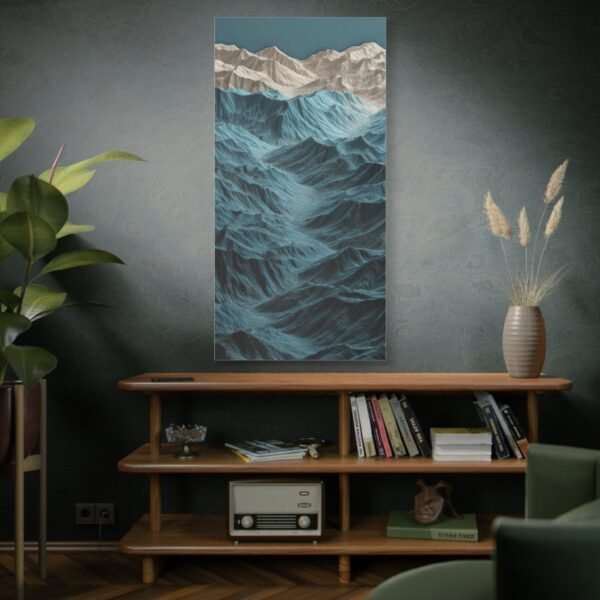 Abstract Ocean Waves Matte Canvas Art – Blue Textured Seascape Wall Decor - Image 5