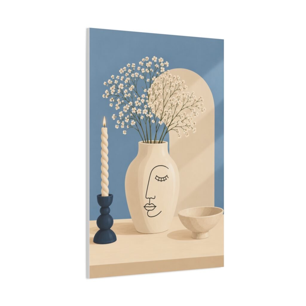 Abstract Ceramic Vase Canvas Print — Modern Minimal Wall Art