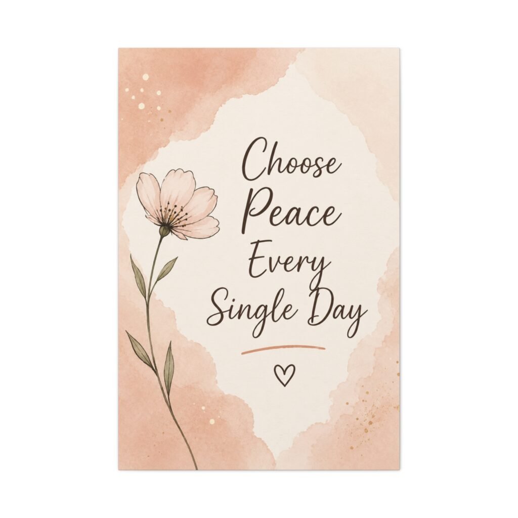 Choose Peace Every Single Day Floral Canvas Wall Art