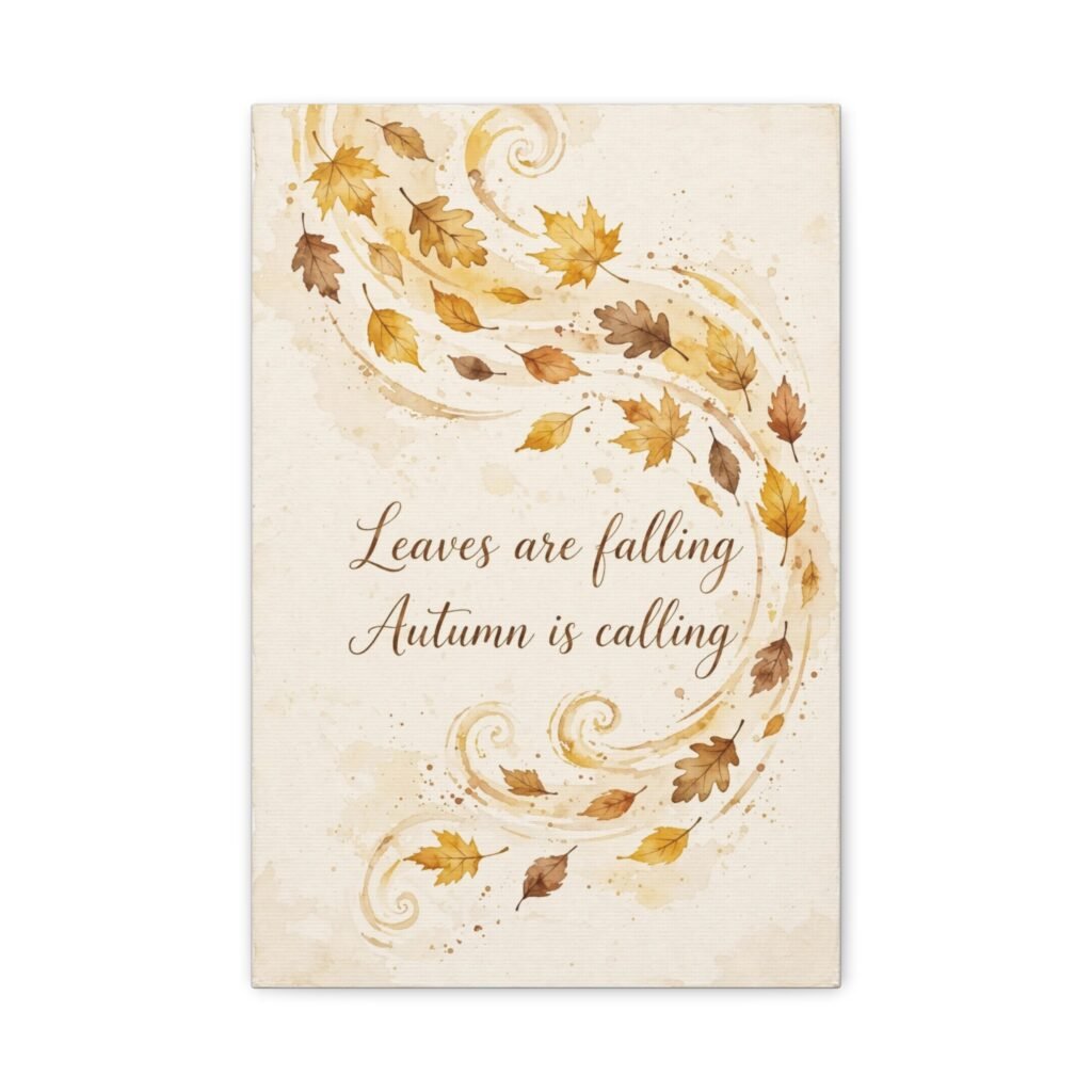 Autumn Wall Art Canvas - "Leaves are falling, Autumn is calling" Matte Stretched Canvas