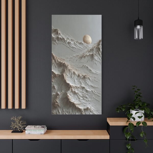 Moonlit Mountain Canvas Art - Textured Neutral Wall Decor - Image 4