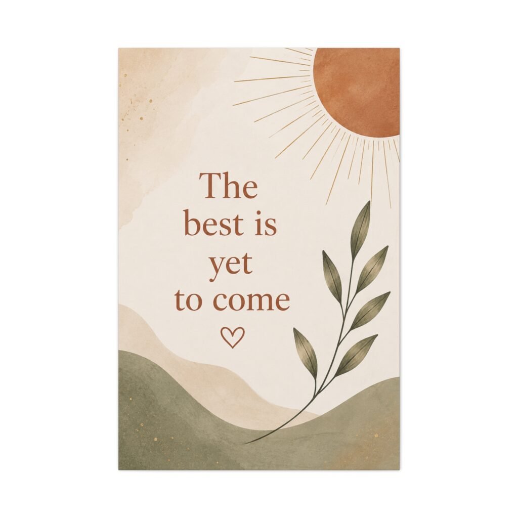 Matte Stretched Canvas Wall Art — "The Best Is Yet To Come" Inspirational Quote Print