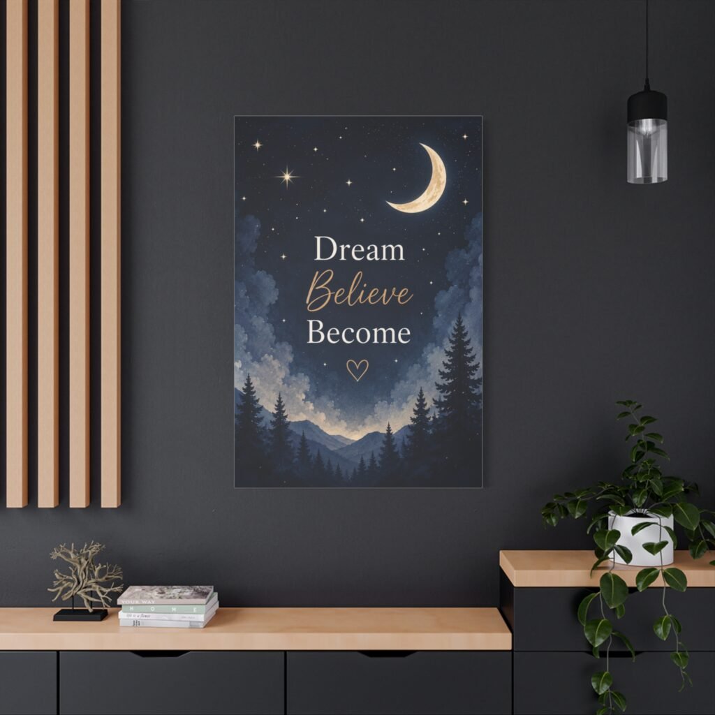 Dream Believe Become Moonlit Canvas Wall Art