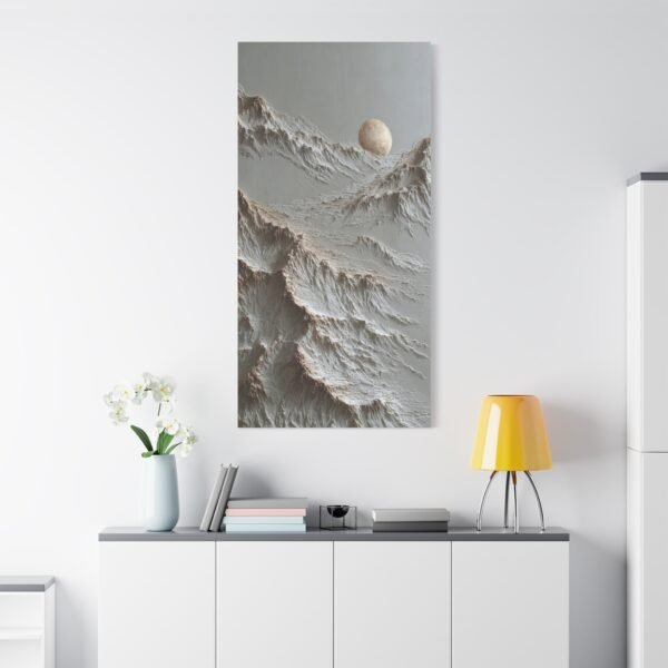 Moonlit Mountain Canvas Art - Textured Neutral Wall Decor - Image 2