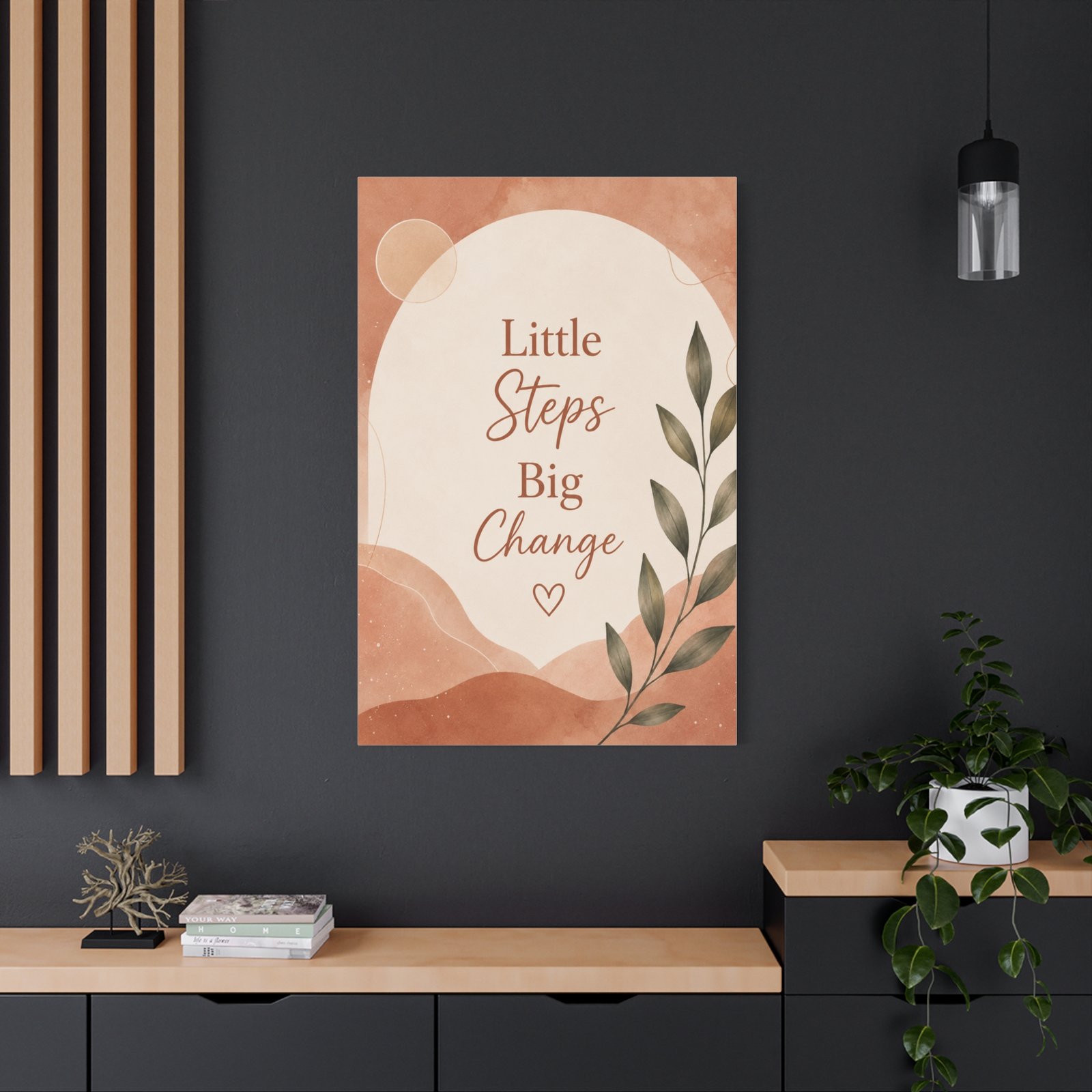 Motivational Canvas Art — "Little Steps Big Change" Stretched Wall Decor - Image 4