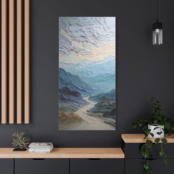 Mountain Mist Matte Canvas Wall Art - Textured Blue Landscape, Stretched 1.25" - Image 4