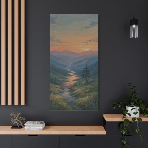 Stretched Matte Canvas Wall Art — Serene Mountain River Sunset Landscape - Image 4
