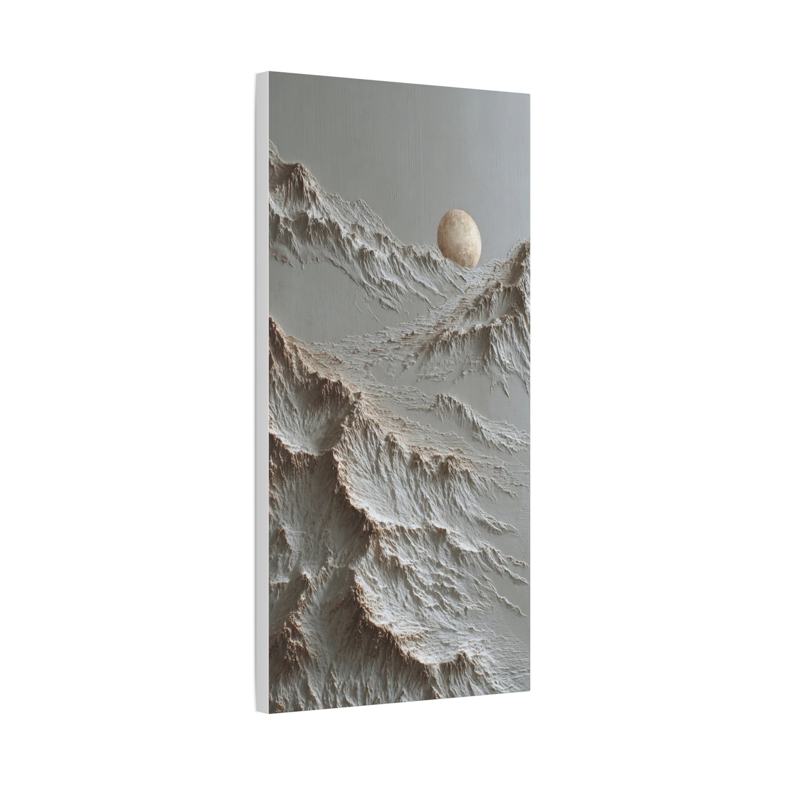 Moonlit Mountain Canvas Art - Textured Neutral Wall Decor - Image 3