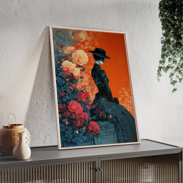 Victorian Lady Floral Art Poster — Framed Botanical Wall Print - Image 2