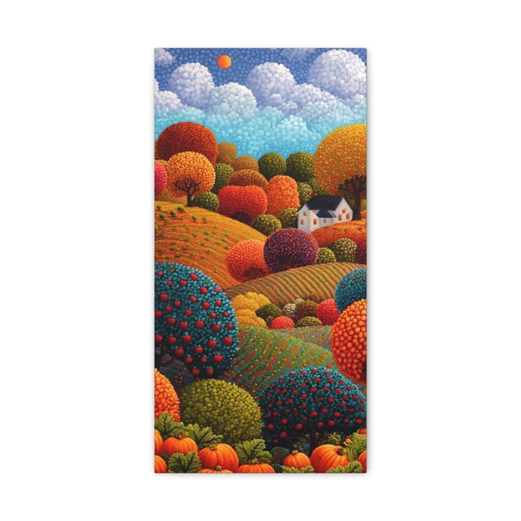 Autumn Hills Matte Canvas Art — Colorful Countryside Landscape, Stretched 1.25"
