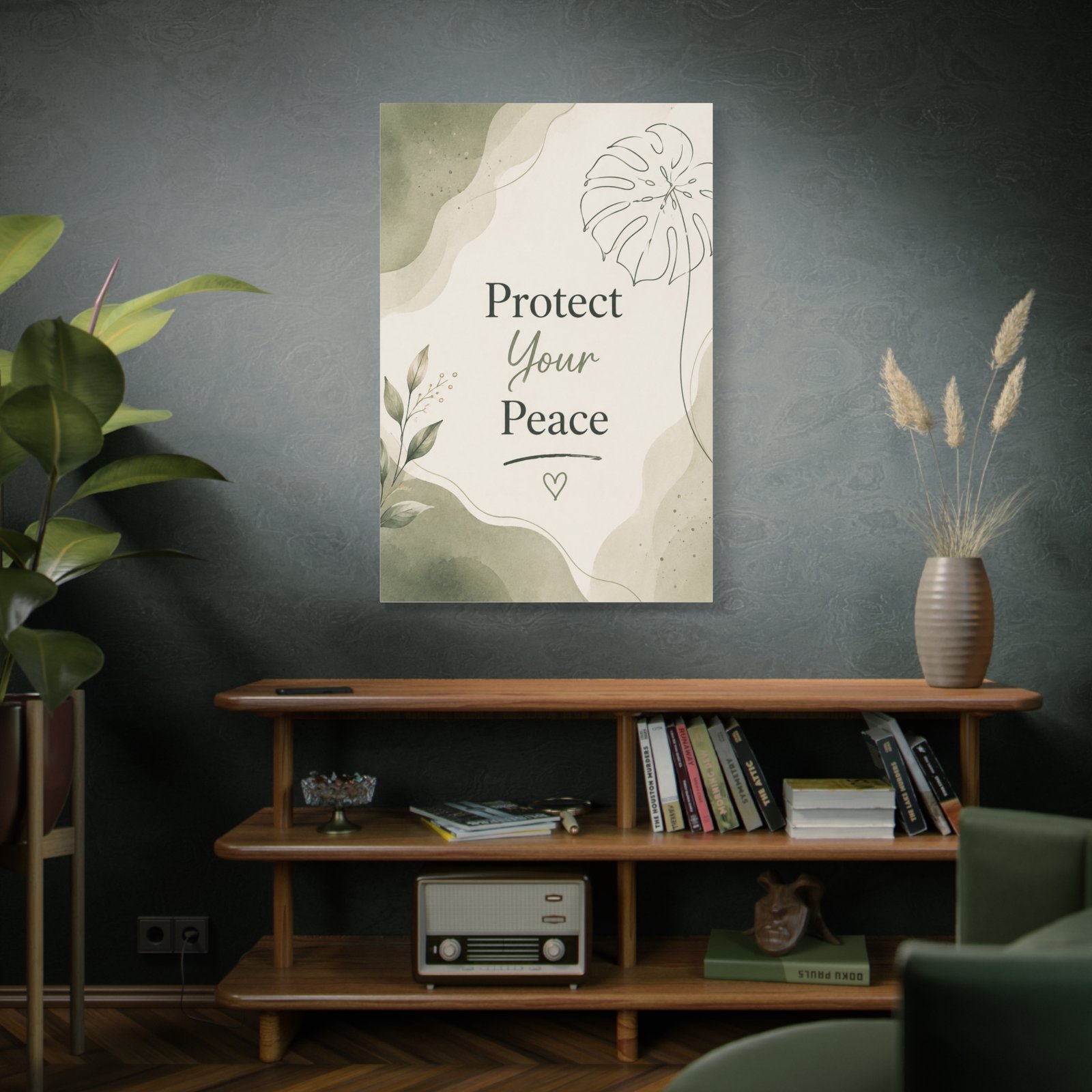 Protect Your Peace Canvas Wall Art – Botanical Inspirational Sign - Image 5
