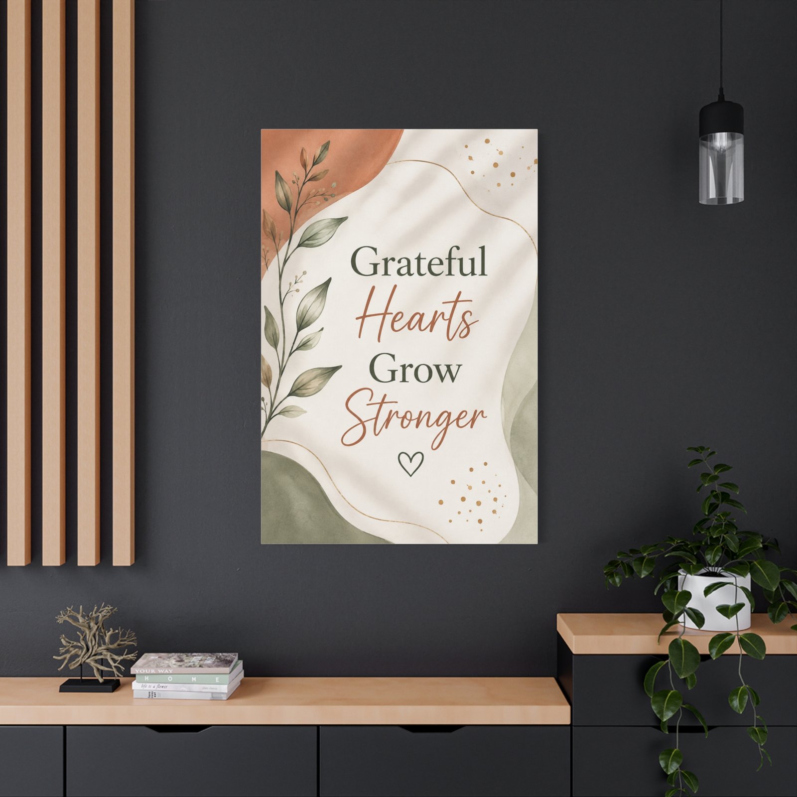 Grateful Hearts Grow Stronger – Inspirational Wall Canvas - Image 4